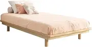 OIKITURE Wooden Platform Bed Frame 9 Sturdy Legs - Bed Base Plaform with Slat Support, Easy Assemble, 150KG Weight Capacity, 190x91x23CM
