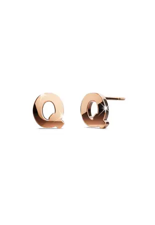 BULLION GOLD Bold Alphabet Letter Initial Charm Earrings in Rose Gold Tone - Q