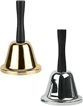 2 Pcs Metal Hand Bells,Handheld Call Bells,Very Loud Handbell for Elderly Assistance, Teachers, Reception Desks, Restaurants, Classrooms, Hand Bell Ring, Tea Table Ringer Instrument