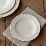Park Hill Collection EAW90187 Creamware Basketweave Dessert Plate, 7-inch Dia