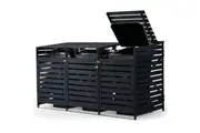 PlantCraft Triple Wood Wheelie Bins Storage Shed, 3 Door Garbage Rubbish Bin Enclosure