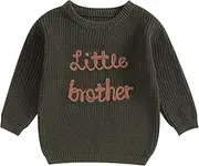 Geagodelia Big Brother and Little Baby Brother Matching Oversized Knitted Jumper Outfits for Toddler Baby Boy Baggy Sweater Pullover Long Sleeve Knitwear Top Winter Matching Clothes