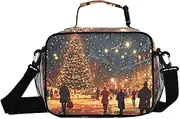 Christmas Tree Street Insulated Lunch Box for Women Men - Ideal for Work, Picnics - Includes Adjustable Shoulder Strap
