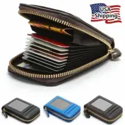 New Men's Leather Wallet Credit Card/ID Holder Blocking Zipper Thin Pocket