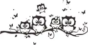 Amaonm® Family Owls On The Tree Branches Wall Decal Removable Cartoon Black