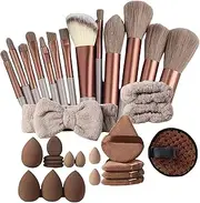 33 Pieces Makeup Brush Sets, Makeup Tool Set With Sponge, Powder Puff Foundation Brush, Versatile Use, Practical Present, 33Pieces, For Women, Girls
