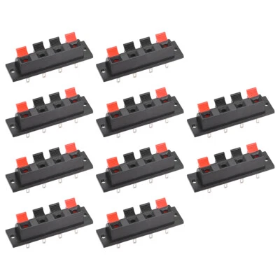 4 Way Spring Speaker Push Release Connector Terminals Strip Block WP4-7 10Pcs
