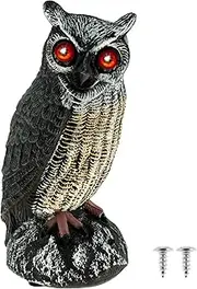 Solar Fake Owl Decoy - 2 Working Modes Bird Deterrent Waterproof Scarecrow Easy to Install - Outdoor Decoration Enemy Bird Scare for Garden Patio