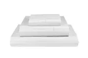 White 1000TC Microfibre 1cm Stripe Fitted, Flat Sheet Set