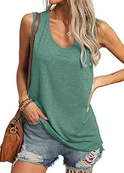[YEXIPO] Womens Tank Tops Loose Fit 2025 Summer Casual Scoop Neck Sleeveless Shirts Tank Top with Pocket