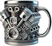 Stainless Coffee Mug,300ml Steel Coffee Mug - Double-Wall Vacuum Wide Mouth Leakproof Flask Water Bottle with Engine Design for Car Picnic Hiking Gym Outdoor