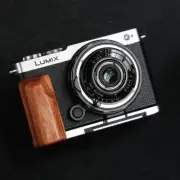 Wood L Handle Hand Grip + Aluminum Alloy Baseplate For Panasonic lumix S9 Camera