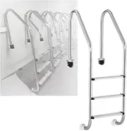 Swimming Pool Ladder, Pool Step with Curved Armrest Easy Climbing, Swimming Pool Step 3 Steps, for Water Park Outdoor Pool(Pre-Buried,3-Steps1.0mm)