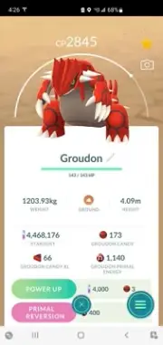 Pokemon Level 40 Groudon With 2nd Move VERY RARE/POWERFUL GO