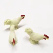 Dollhouse 3 Toy White Rooster Chicken Game Pcs 11802 Micro-mini Miniature