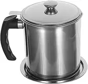 Alipis Stainless Steel Oil Storage Container with Strainer Grease Saver Pot for Kitchen Oil Filter Pot for Kitchen Storing Frying Cooking Grease