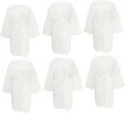 [TINEASUR] Cotton Spa Robe Set 6 Pcs Disposable Bathrobe Wraps for Sauna Steam Rooms Beauty Salons Travel and Home White