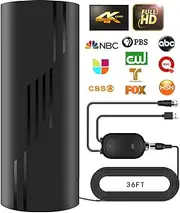 2200+ Miles Range TV Antenna, 2025 Upgraded Digital Antenna for Smart TV and Old TVs, HDTV Antenna Indoor Outdoor for Local Channels with Amplifier Signal Booster-38ft Coax Cable-Support 8K 4K 1080p