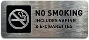 No Smoking Vaping E-Cigarettes Sign - Brushed Aluminum - by GDS Architectural Signage
