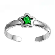 Star Simulated Green .925 Sterling Silver Toe Ring