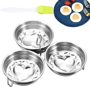 Stainless Steel Egg Poacher, Egg Poacher Pan, Round Egg Cooker, Poached Egg Pan Maker, Non-Stick Stainless Steel Poached Egg Cups with Brush, Poached Egg Moulds