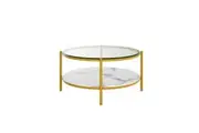 Frances 80cm Tempered Glass Top Coffee Table - Marble
