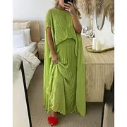 Women's Long Dress Maxi Dress Cocktail Dress Ruched Dress Fashion Outdoor Date Tea Party Regular Fit Plain Short Sleeve Crew Neck Green Summer