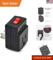 Black 3-Prong Power Adapter with Convenient On/Off Switch & Indicator Light