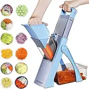 Safer Mandoline Food Slicer, Thickness Adjustable Vegetable Chopper, Onion Chopper Potato Slicer Tomato Cutter Dicer, Multifunctional Kithcen Food Fruit Chopper(Blue)
