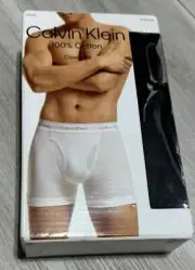 Calvin Klein Men's 100% Cotton Boxer Briefs 3 Pack - NB4003 Black Sz M New