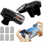 FERCAISH Game Trigger with Finger Cases, Mobile Game Controller Sensitive Finger Protection Set for Game Trigger with iOS/Phone (1 Pair of Game Trigger + 3 Pairs of Finger Gloves)