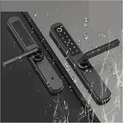 Smart Lock, Waterproof TTlock Phone APP Fingerprint Door Lock 304 Stainless Steel 5 Unlock Method Both for Outdoor and Indoor Black for Home Office Bedroom(22x170) Learned extensively Aqiong