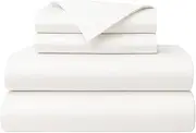 [CharlottelyHues] 100% Egyptian Cotton Sheets Set 1000 Thread Count Queen 4 Piece Sheet Set 18" Deep Pocket Luxury Hotel Quality Long Staple Sateen Weave Breathable Sheet - Queen (White)