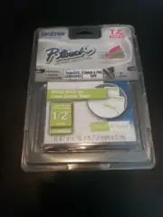 Brother P-touch TZ Tape 1/2" 12mm White Print on Lime Green Tape TZ-MQG35