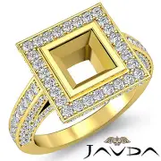 Diamond Engagement Princess Bezel Semi Mount Huge Ring 18k Yellow Gold 2.1Ct