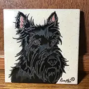 Scottish Terrier Dog - Hand Painted Tile by Pumpkin Tile - 6 x 6" - D120