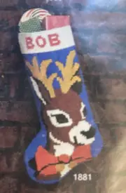 Vtg Rare ArtCraft Concepts Reindeer Stocking Latch Hook 1979 Kit #1881