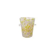 Creative Co-Op 2 Quart Hand-Blown Confetti Glass Ice Bucket with Handles, Mul...
