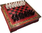 Ireav Retro Terracotta Warriors Chess Set for Kids and Adults Classic Family Chess Board Game with Folding Wooden Chessboard 3D Resin Chess Pieces and Storage Slots