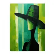 Green Hat Modern Art Canvas Print