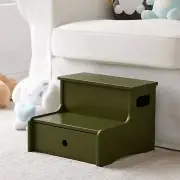 Kings Brand Step Stool for Kids with Storage Bedroom Bathroom Kitchen Avocado