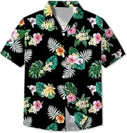 [Betusline] Boys and Men's Hawaiian Shirts Summer Beach Shirt Aloha Luau Shirts for Mens and Kids (2T-4XL)