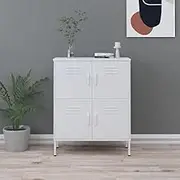 Storage Cabinet White 80x35x101.5 cm Steel Storage Furniture
