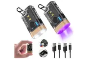 LED Small EDC Flashlight, USB C Rechargeable Mini Keychain Flashlight with Clip, Tail , 9 Modes, Waterproof (Black)