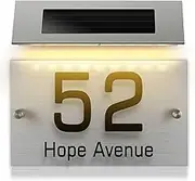 jojofuny Solar Number Sign Light 1 Set House Number Address Light Door Number Light Control Stainless Steel Solar Powered House Number