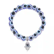 Evil Eye Beads Bracelet with Hamsa Charm