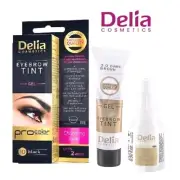 NEW DELIA PROFESSIONAL HENNA EYEBROW TINT KIT- GEL PROCOLOR BLACK 1.0 FULL KIT**