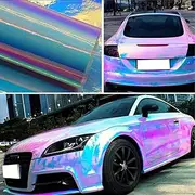 ASENDIWAY Holographic Rainbow Chrome Car Adhesive Vinyl Wrap Gloss Decal Sticker Film Sheet Air Bubble Free DIY Vinyl (White, 1ft x 4.5ft)