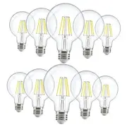 G25 Globe Light Bulbs LED Edison Vanity Light Bulbs for 10 Pack 5000K Daylight