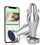Metal Bluetooth APP Vibrating Butt Plug Long Distance Control Interactive Anal